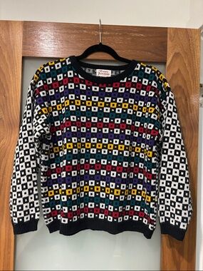 Vintage Essex Junction Geometric Colorblock Knit Sweater